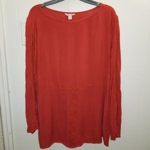 Cato Sienna Cold Shoulder Gauze Blouse